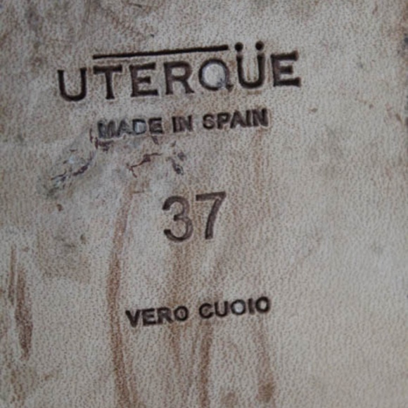 UTERQUE BEIGE LEATHER ROUND TOE LACE UP SNEAKERS - Picture 6 of 6